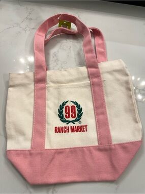 99 Ranch Pink & Cream Canvas Tote Bag, NWT